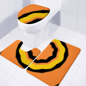 Yellow, Orange And Black Pattern Toilet Three Pieces Set