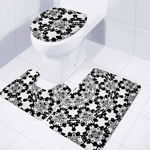 Image of Black And White Lace Print Toilet Three Pieces Set