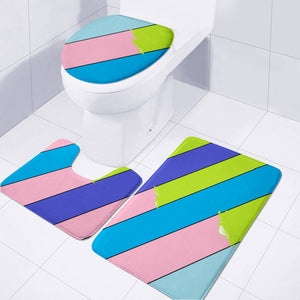 Multicolor Stripes Toilet Three Pieces Set