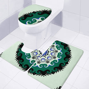 Green Alien Art Toilet Three Pieces Set