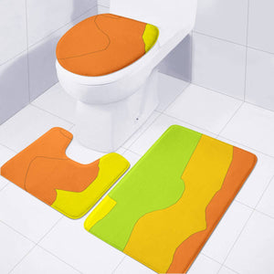 Orange, Green And Yellow Pattern Toilet Three Pieces Set