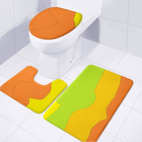 Image of Orange, Green And Yellow Pattern Toilet Three Pieces Set