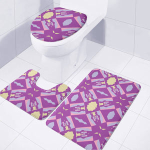 Pink, Yellow And Purple Pattern Toilet Three Pieces Set