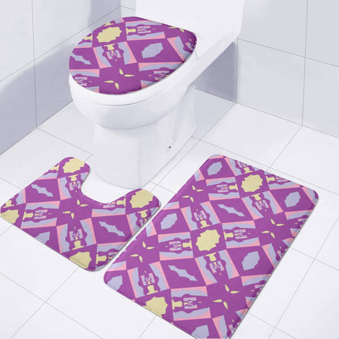 Image of Pink, Yellow And Purple Pattern Toilet Three Pieces Set