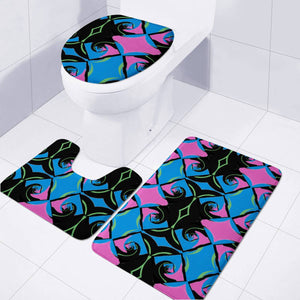 Black, Blue And Pink Pattern Toilet Three Pieces Set