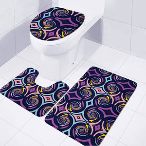 Blue Colorful Swirls Pattern Toilet Three Pieces Set