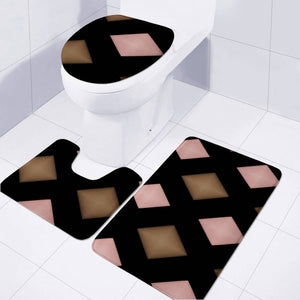 Pink And Brown Diamond Blocks Toilet Three Pieces Set