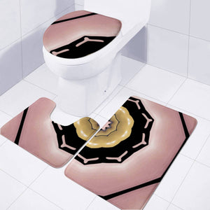 Brown, Pink And Black Pattern Toilet Three Pieces Set