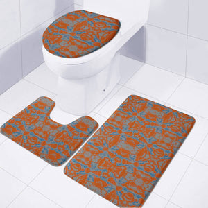 Orange, Gray And Blue Marble Pattern Toilet Three Pieces Set