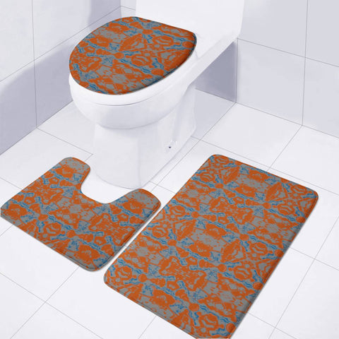 Image of Orange, Gray And Blue Marble Pattern Toilet Three Pieces Set