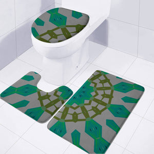 Abstract Green And Brown Webs Toilet Three Pieces Set