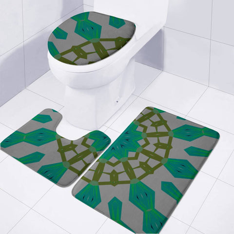 Image of Abstract Green And Brown Webs Toilet Three Pieces Set