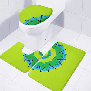 Green And Blue Abstract Pattern Toilet Three Pieces Set