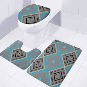 Gray, Black And Orange Diamond Pattern Toilet Three Pieces Set