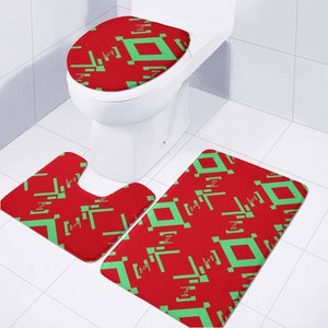 Bright Green And Red Pattern Toilet Three Pieces Set