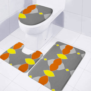 Gray, Yellow And Orange Pattern Toilet Three Pieces Set