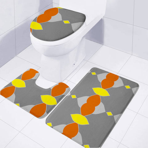 Image of Gray, Yellow And Orange Pattern Toilet Three Pieces Set