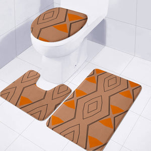 Orange And Brown Patterned Toilet Three Pieces Set