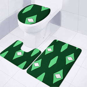 White And Green Diamond Blocks Toilet Three Pieces Set