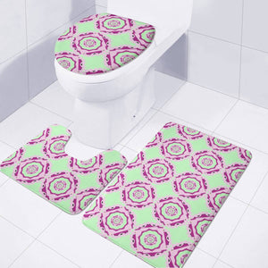 Green And Pink Circles Pattern Toilet Three Pieces Set