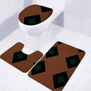 Brown And Black Textured Pattern Toilet Three Pieces Set