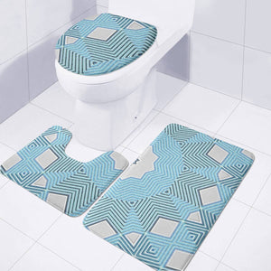 Textured Blue Patterned Toilet Three Pieces Set