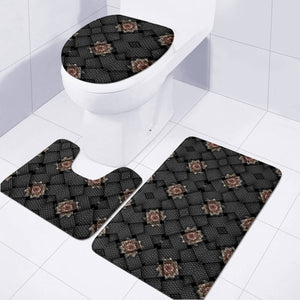 Black And Brown Leather Textured Toilet Three Pieces Set