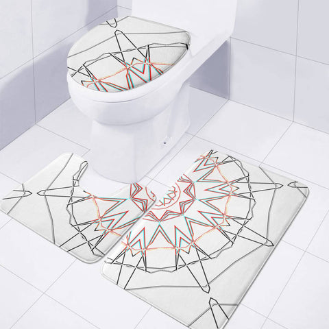 Image of Wire On White Pattern Toilet Three Pieces Set