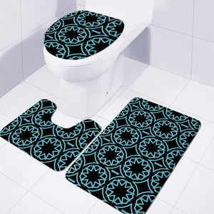 Neon Blue On Black Toilet Three Pieces Set