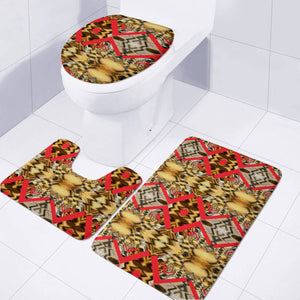 Red And Brass Abstract Toilet Three Pieces Set