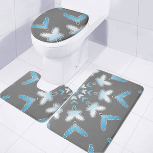 Blue And Gray Pattern Toilet Three Pieces Set