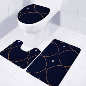 Brown Lines On Navy Blue Toilet Three Pieces Set