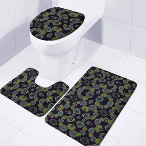 Modern Ornate Stylized Motif Print Toilet Three Pieces Set