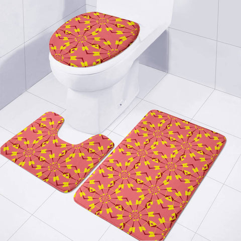 Image of Pink And Yellow Pattern Toilet Three Pieces Set