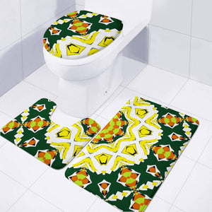 Colorful Yellow Circular Design Toilet Three Pieces Set