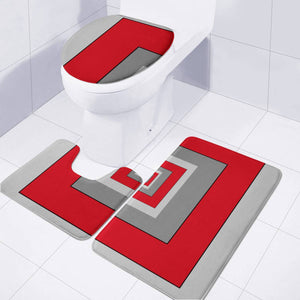 Red And Gray Blocks Toilet Three Pieces Set