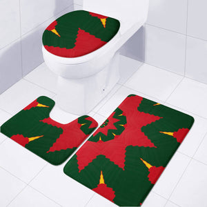 Red And Green Design Toilet Three Pieces Set