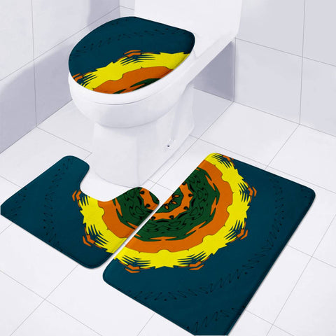 Image of Multicolor Circular Pattern Toilet Three Pieces Set