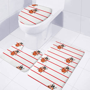 Ladybugs Red Stripes Toilet Three Pieces Set