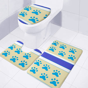 Blue Dog Paw Stripes Toilet Three Pieces Set