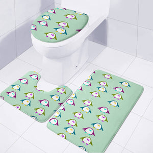 Penguins On Pastel Green Toilet Three Pieces Set