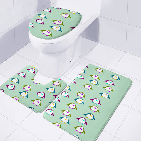 Image of Penguins On Pastel Green Toilet Three Pieces Set