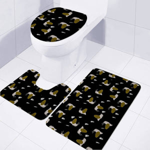 Snails On Black Toilet Three Pieces Set