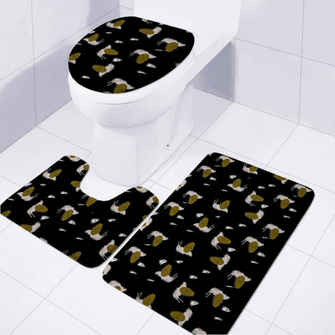 Image of Snails On Black Toilet Three Pieces Set