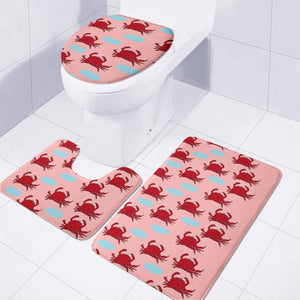 Red Crabs And Water Pond Toilet Three Pieces Set