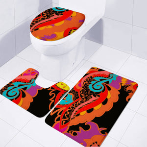 Orange Toilet Three Pieces Set