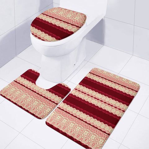 Image of Red Toilet Three Pieces Set