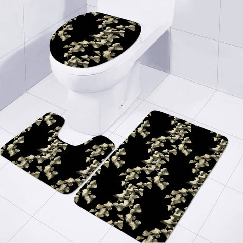 Image of Dark Botanical Motif Pattern Toilet Three Pieces Set