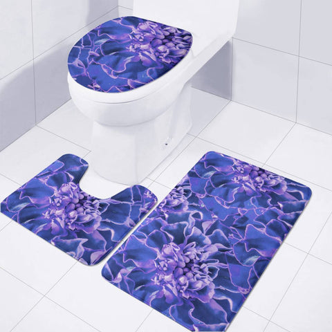 Image of Vibrant Blue Flowers Pattern Motif Toilet Three Pieces Set