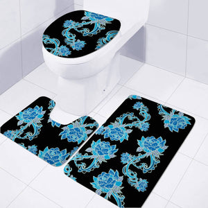 Blue Toilet Three Pieces Set